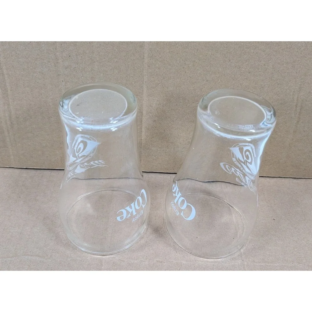 Set of 2 75th Anniversary Coca Cola Enjoy Coke Clear Juice Glasses 10 oz Vintage